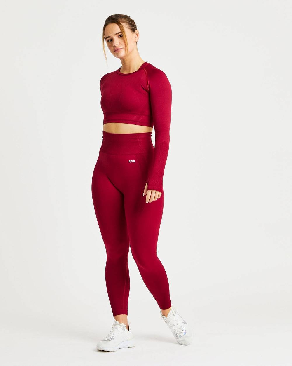 AYBL Balance V2 Seamless Long Sleeve Crop Top Červené | 68IYCVNOX