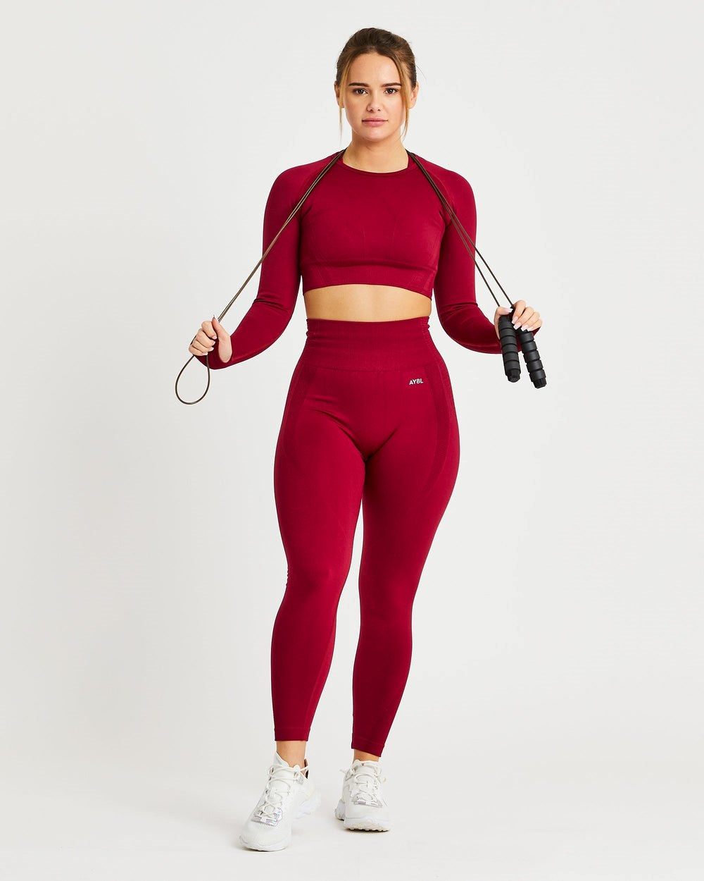 AYBL Balance V2 Seamless Long Sleeve Crop Top Červené | 68IYCVNOX