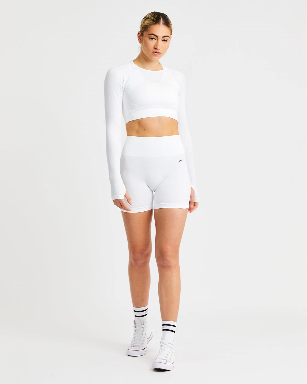 AYBL Balance V2 Seamless Long Sleeve Crop Top Biele | 70FODZWLU