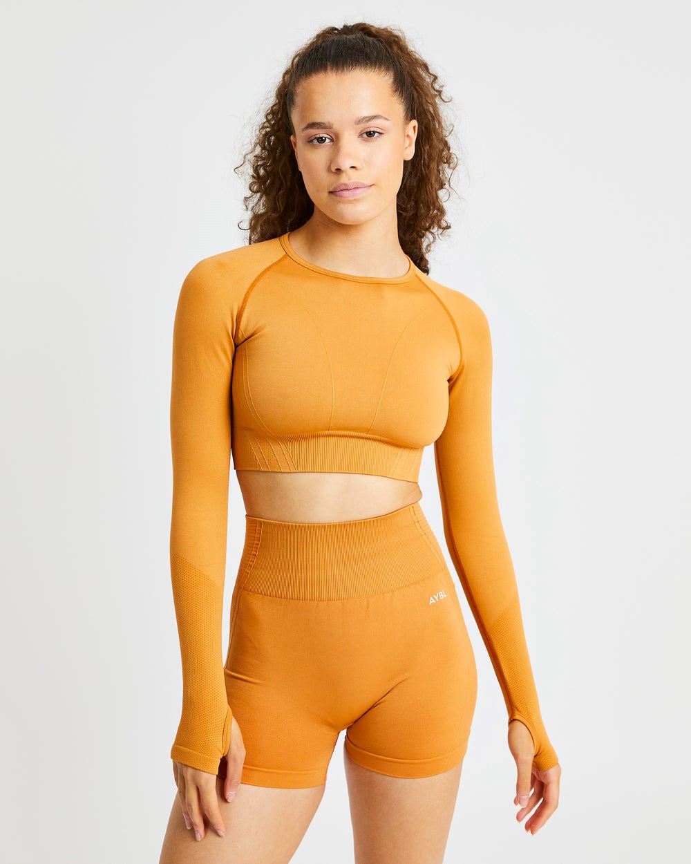 AYBL Balance V2 Seamless Long Sleeve Crop Top Oranžové | 90ZROBHTN