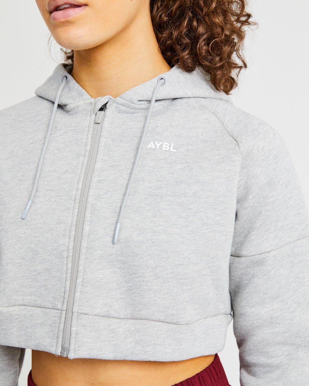 AYBL Beyond Crop Zip Hoodie Siva | 69GWZIBFK