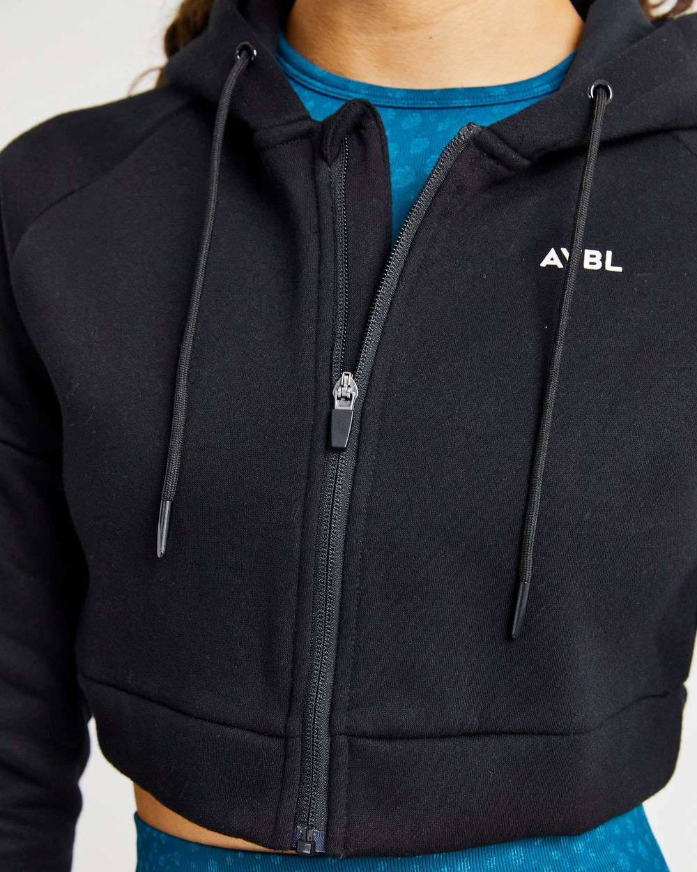 AYBL Beyond Crop Zip Hoodie Čierne | 67HPZGTRQ