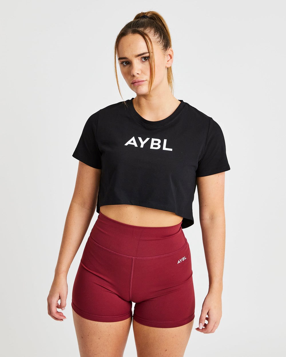 AYBL Crop T Shirt Čierne | 35LPQNZAH