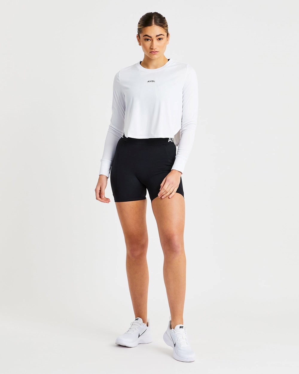 AYBL Define Long Sleeve Crop T Biele | 16XWIQEFJ