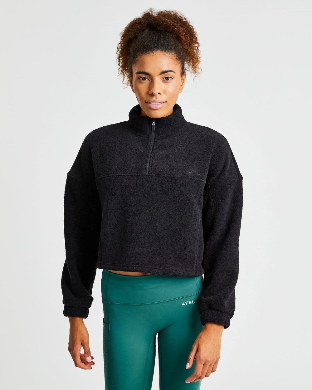 AYBL Effortless Oversized Cropped Fleece Čierne | 45LCHBJKN