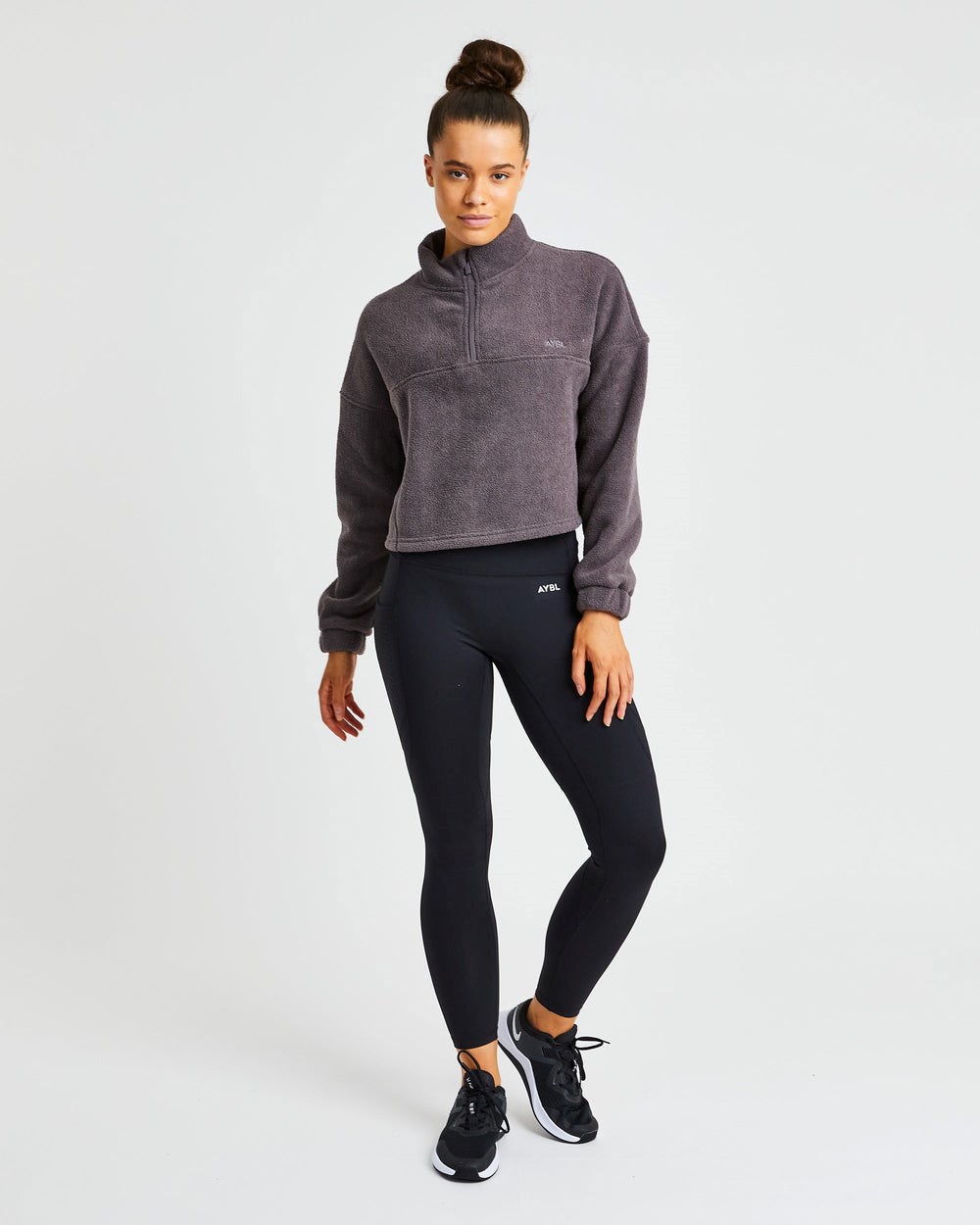 AYBL Effortless Oversized Cropped Fleece Charcoal | 91RJDVWKA