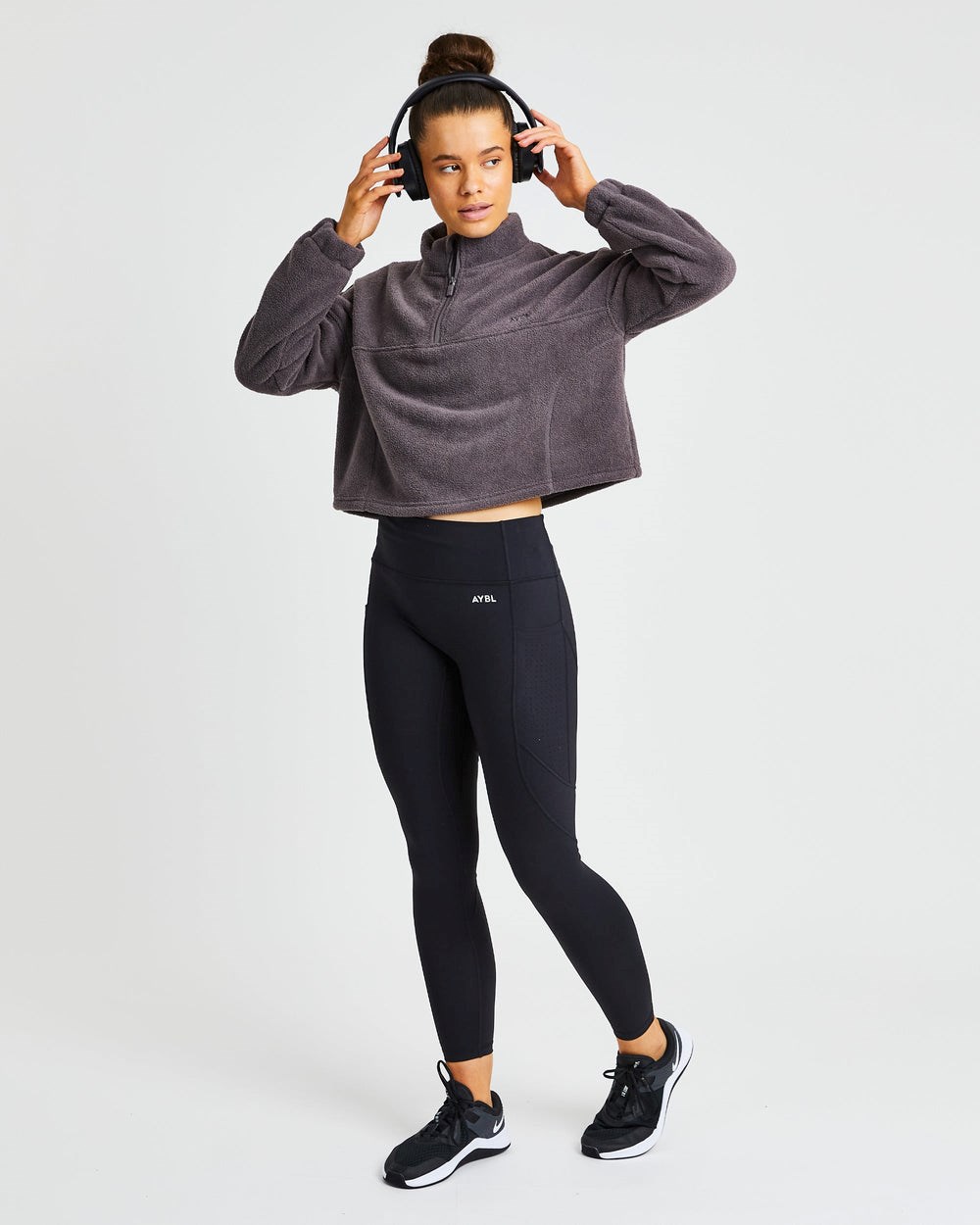 AYBL Effortless Oversized Cropped Fleece Charcoal | 91RJDVWKA