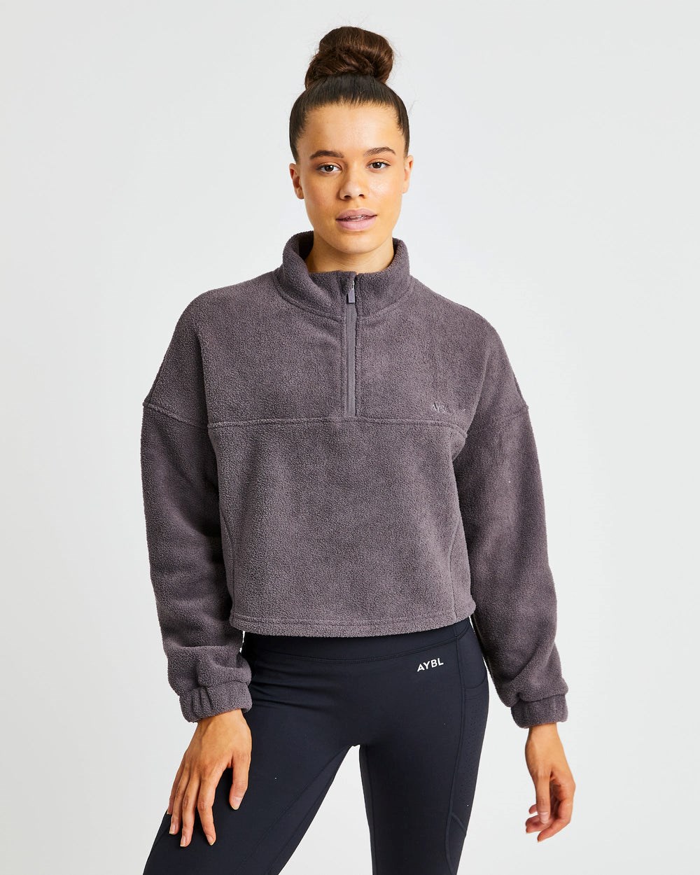 AYBL Effortless Oversized Cropped Fleece Charcoal | 91RJDVWKA