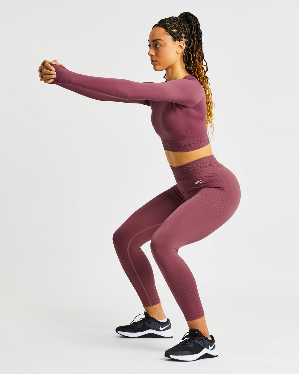 AYBL Elevate Seamless Long Sleeve Crop Top Ruzove | 21VTXBMRS