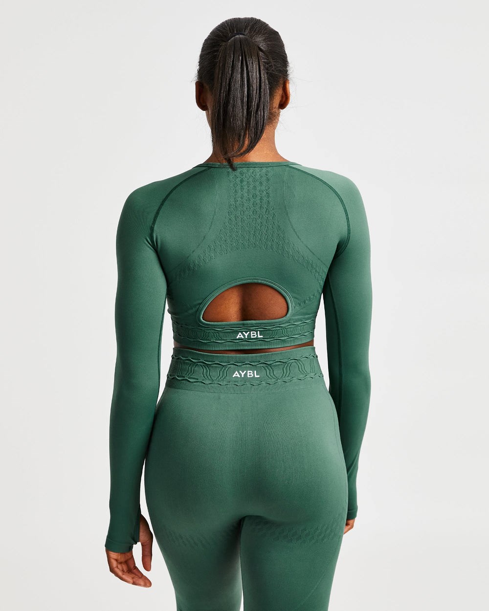 AYBL Elevate Seamless Long Sleeve Crop Top Zelene | 73OIDQTRG