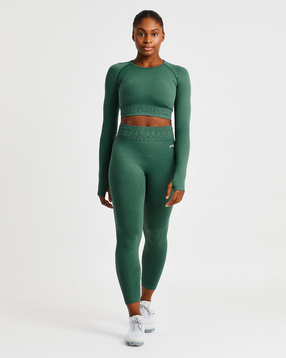 AYBL Elevate Seamless Long Sleeve Crop Top Zelene | 73OIDQTRG