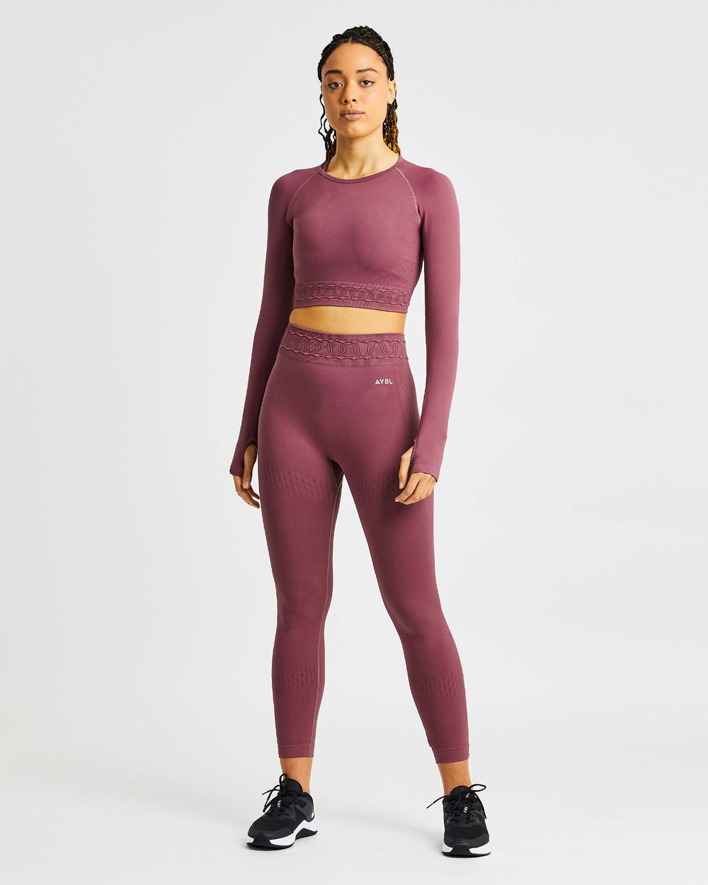 AYBL Elevate Seamless Long Sleeve Crop Top Ruzove | 85RWAUCTI