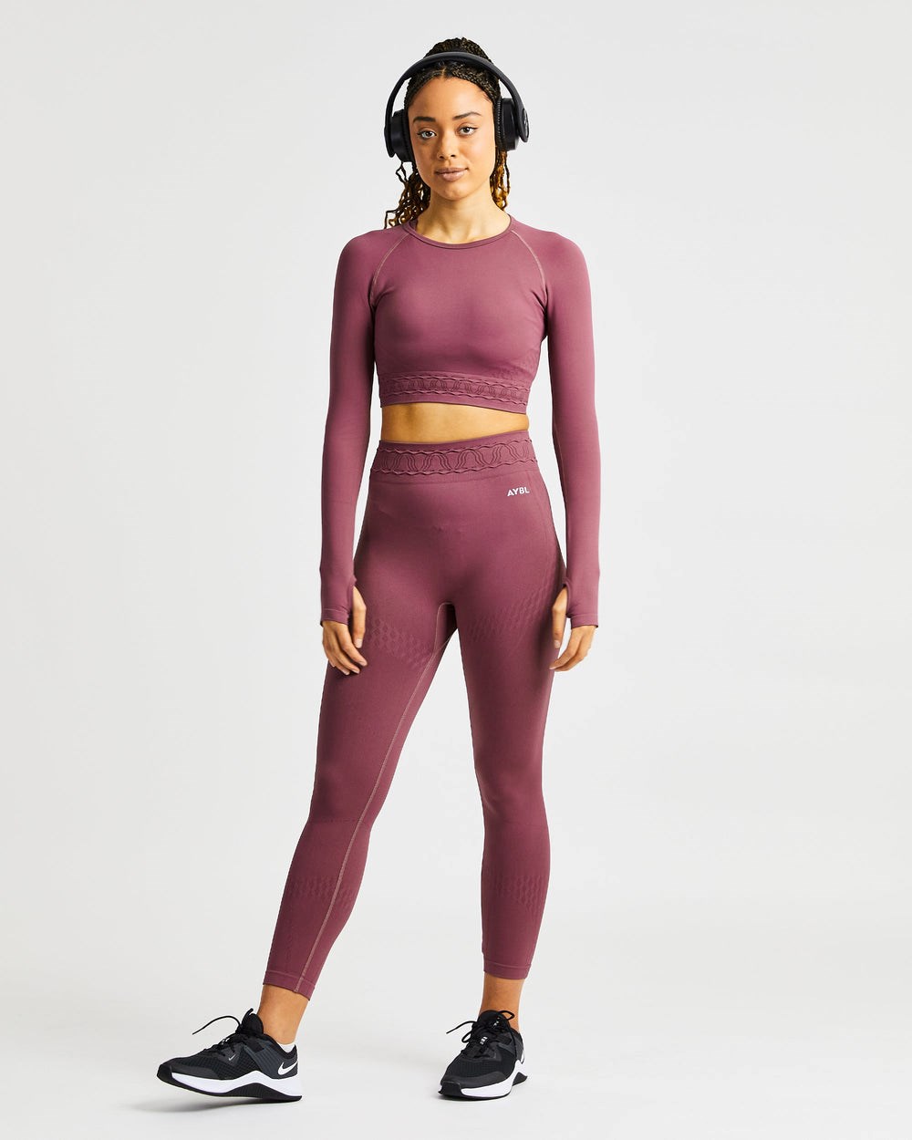 AYBL Elevate Seamless Long Sleeve Crop Top Ruzove | 85RWAUCTI