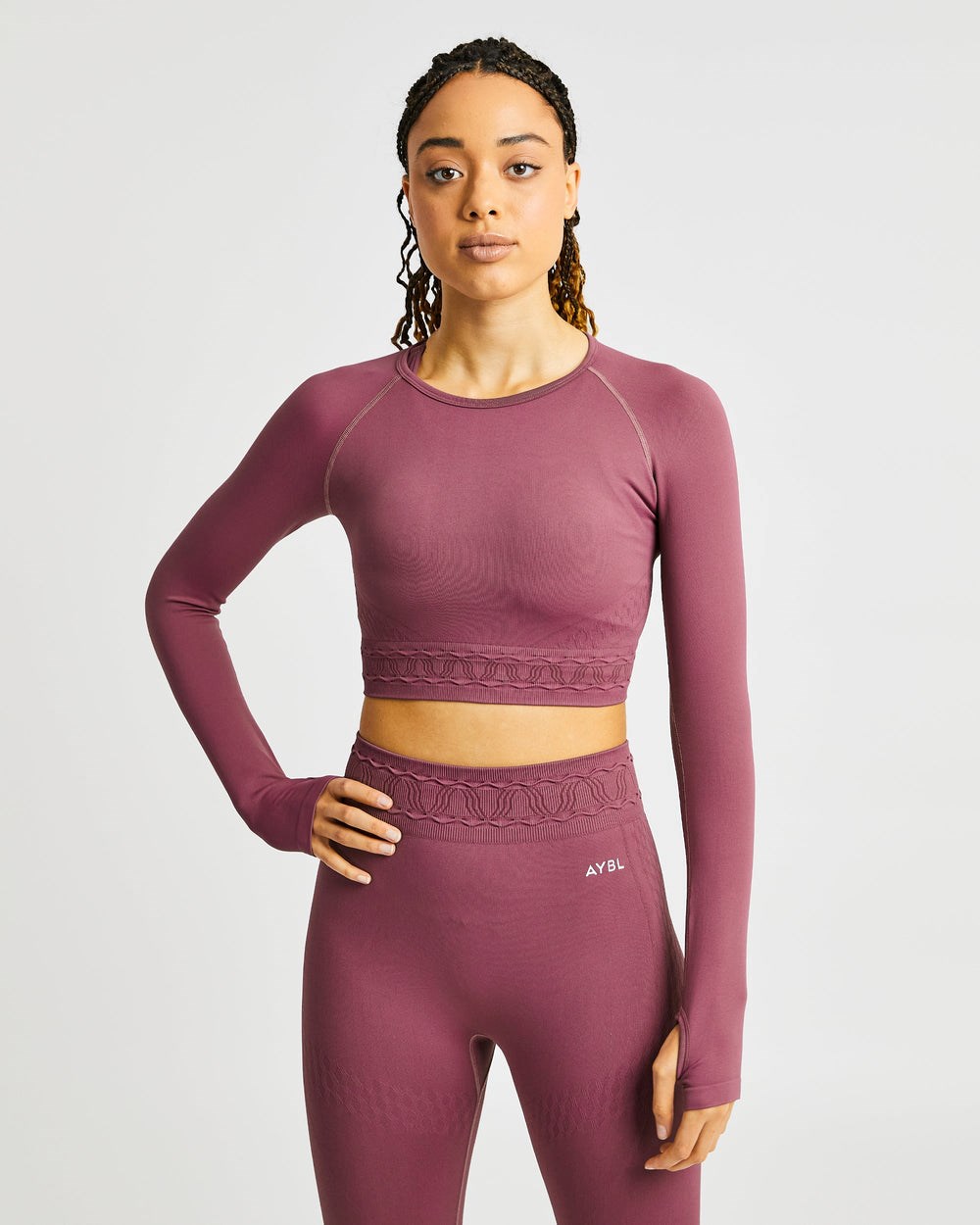 AYBL Elevate Seamless Long Sleeve Crop Top Ruzove | 85RWAUCTI