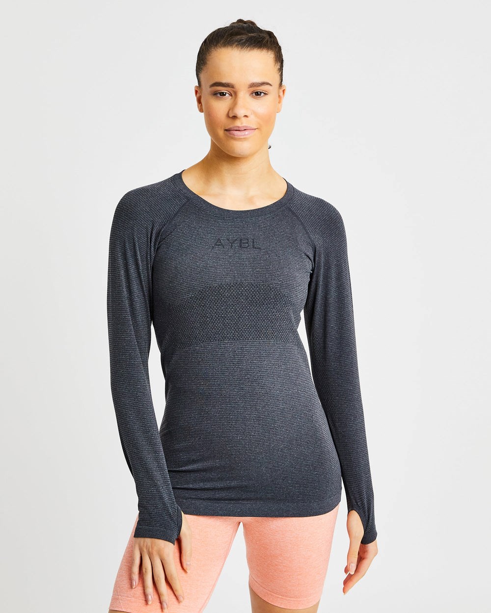 AYBL Embrace Seamless Long Sleeve T Shirt Čierne | 12VCKRLMU