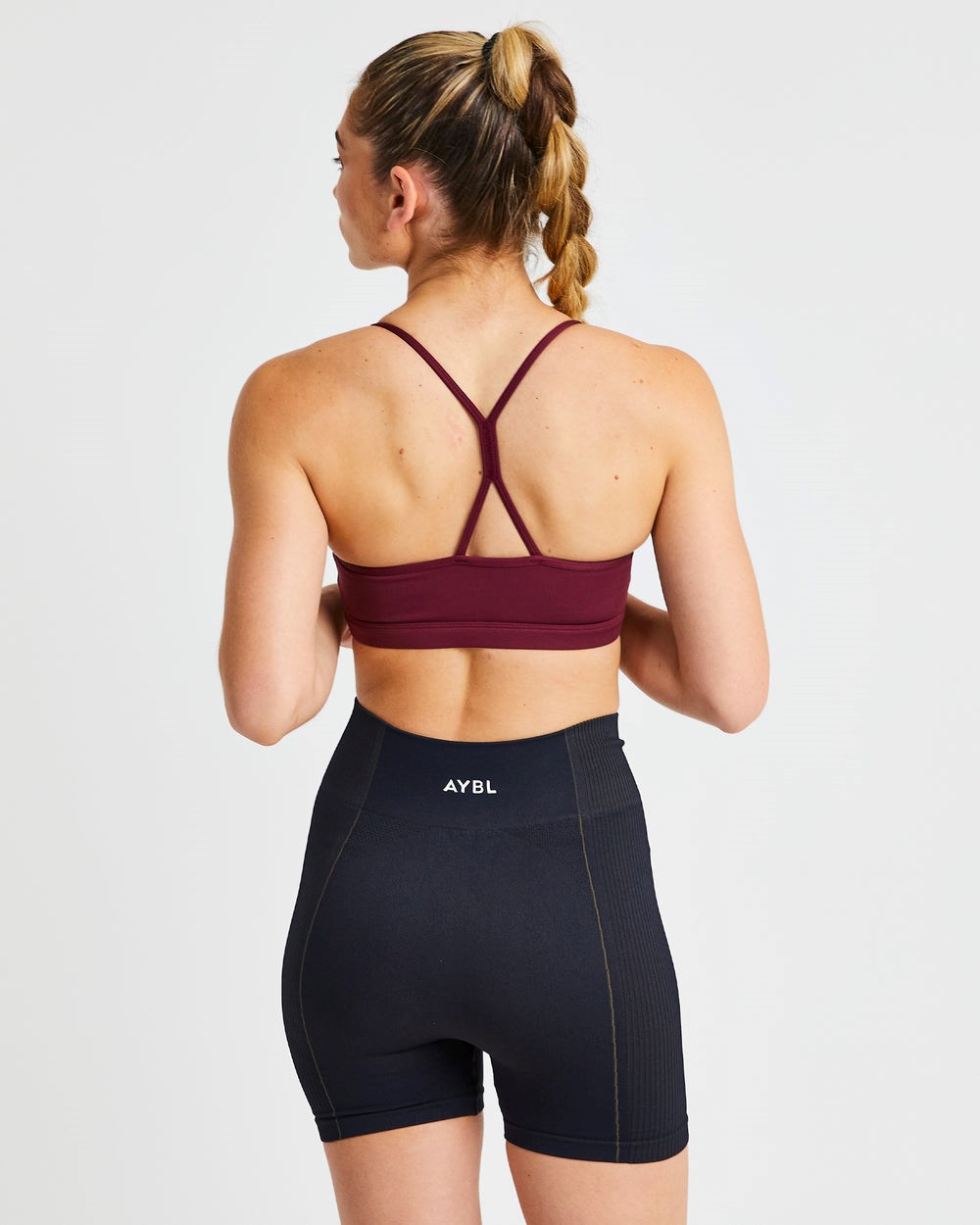 AYBL Essential Ruched Sports Bra Bordove | 01FWYDTQX