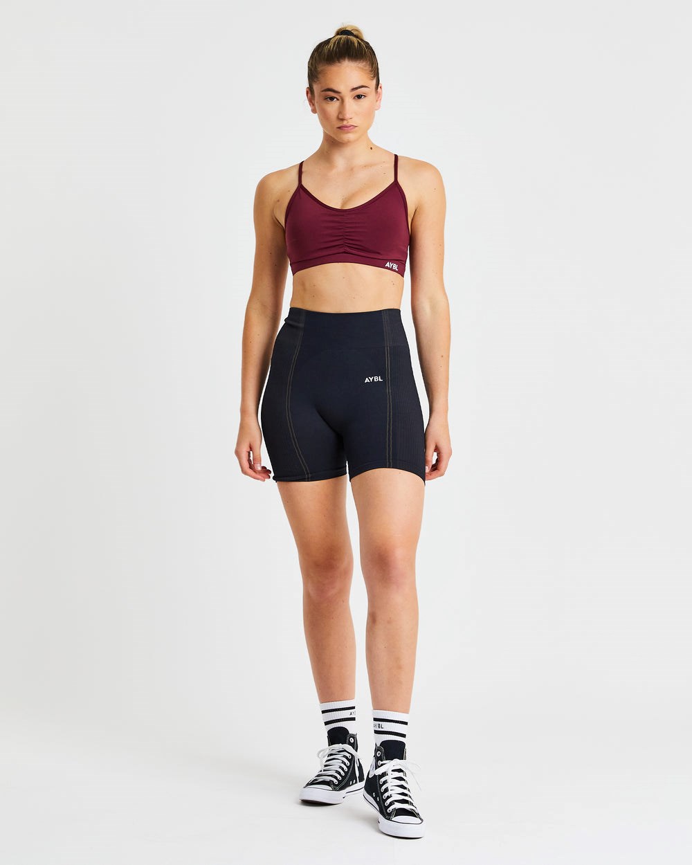 AYBL Essential Ruched Sports Bra Bordove | 01FWYDTQX