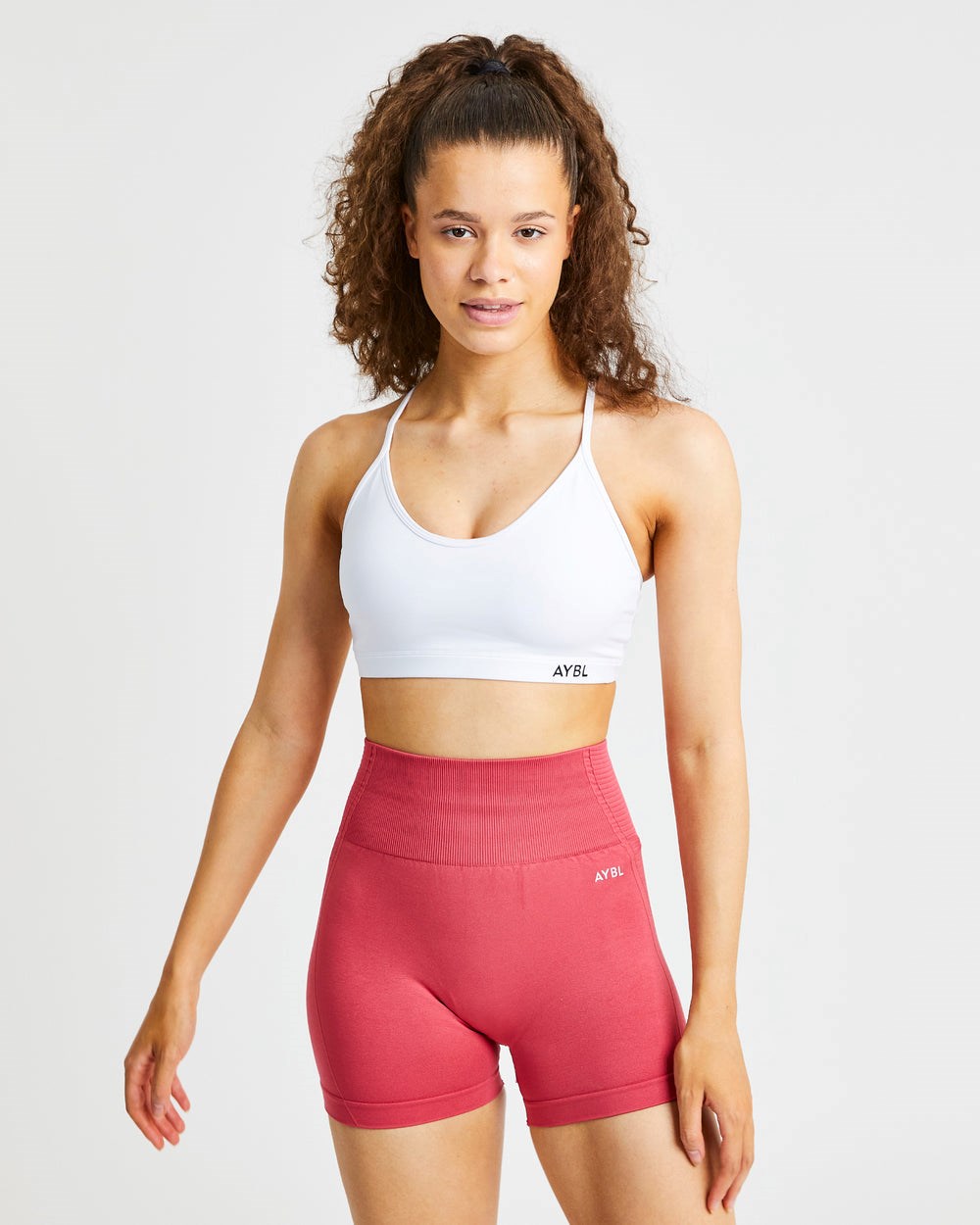 AYBL Essential V Neck Sports Bra Biele | 80FQDSCYH