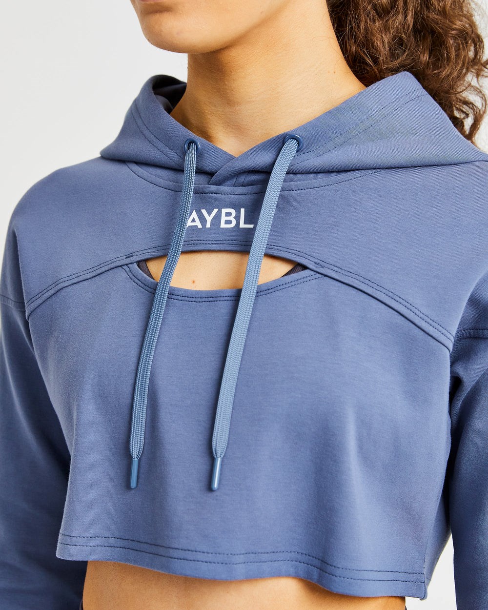 AYBL Everyday Cutout Crop Hoodie Modre | 98VXZHWAC