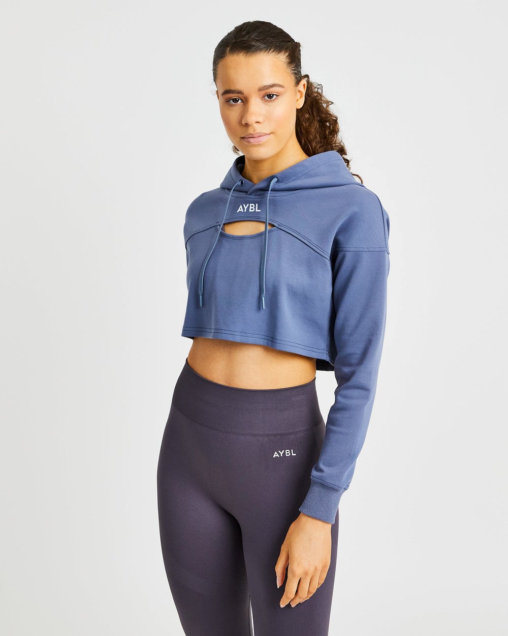 AYBL Everyday Cutout Crop Hoodie Modre | 98VXZHWAC