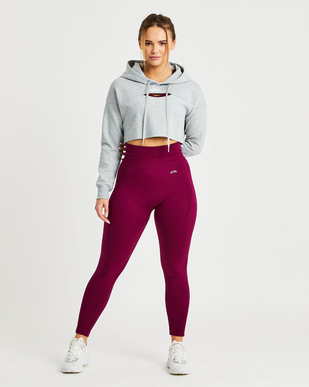 AYBL Everyday Cutout Crop Hoodie Siva | 13HGWJDQM