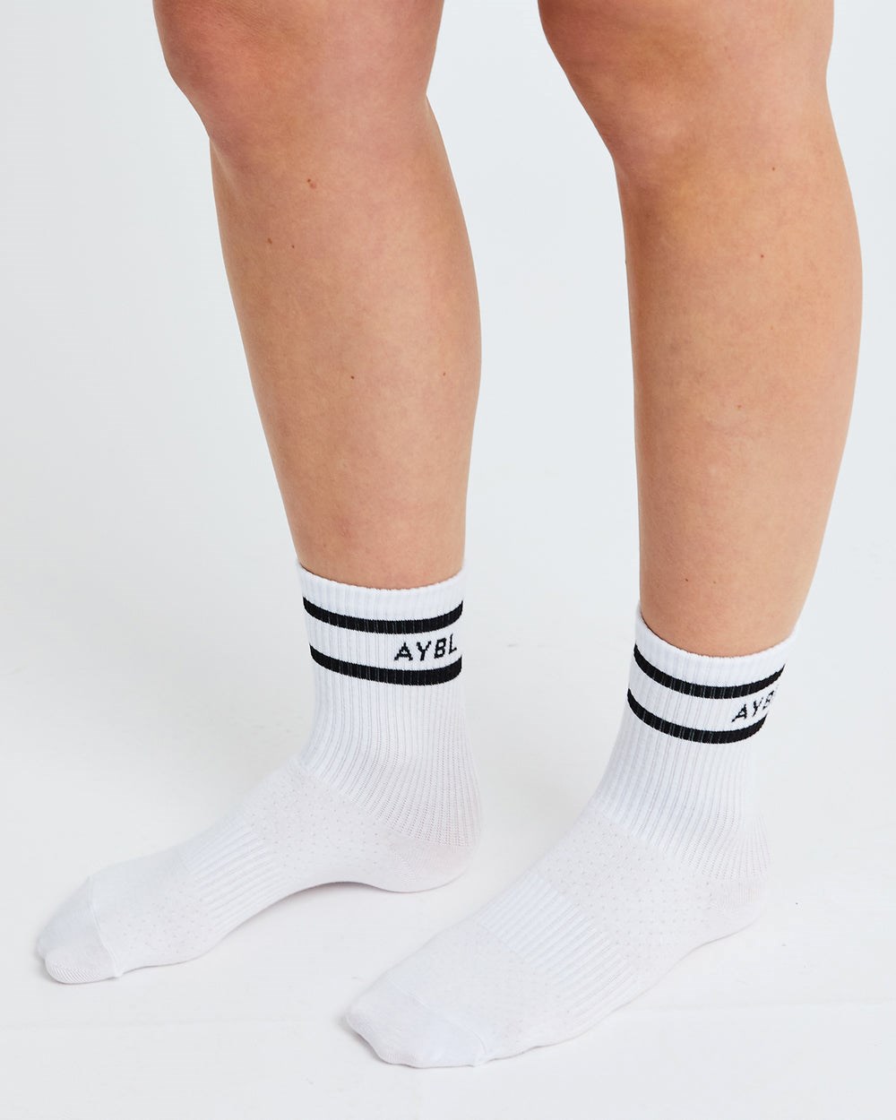 AYBL Everyday Double Stripe Crew Socks (3 Pack) Biele | 74EYFVNMH