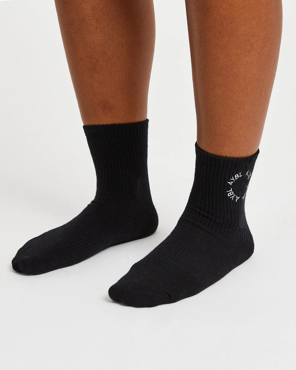 AYBL Everyday Embroidered Crew Socks (3 Pack) Čierne | 17PZFEHTB