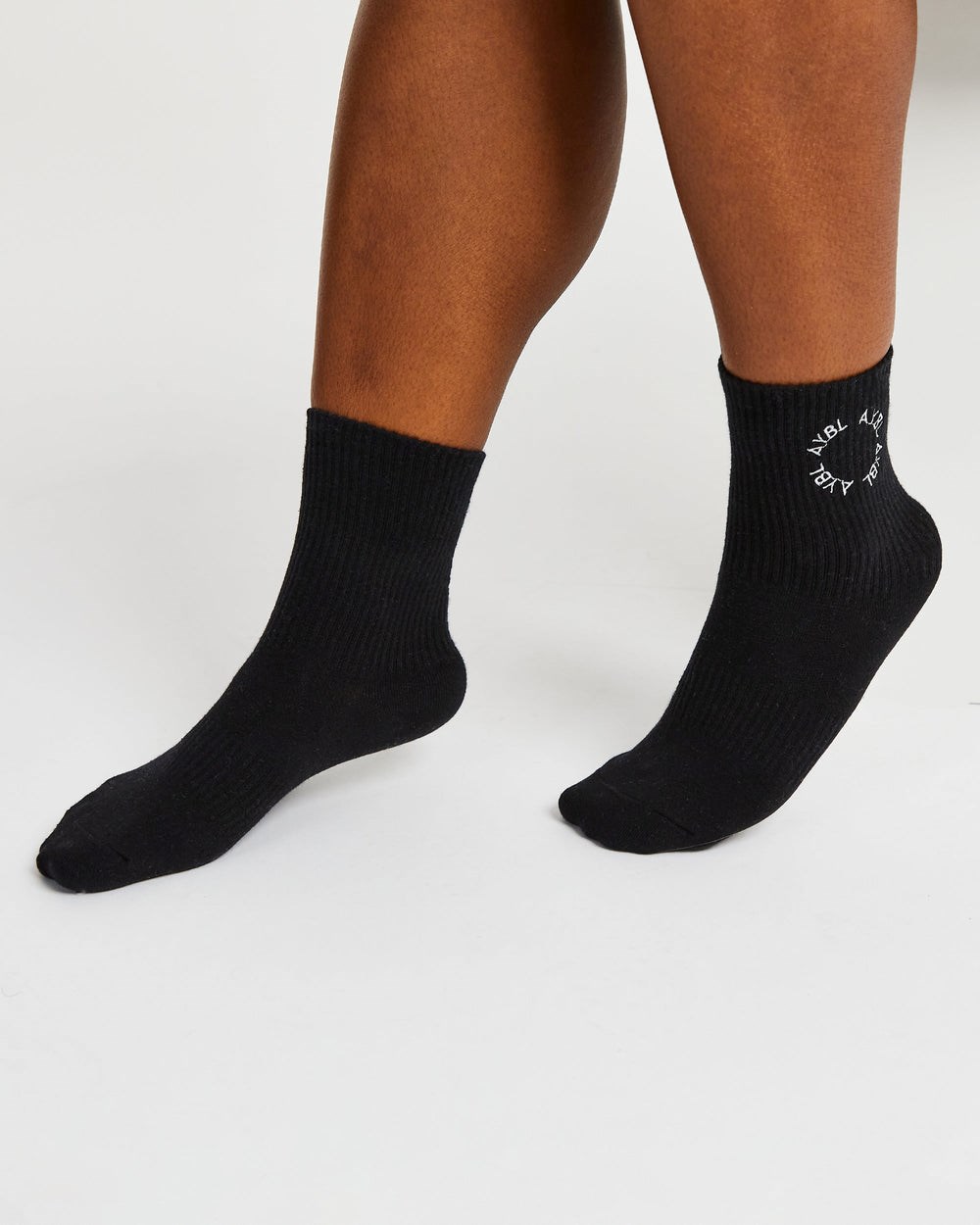 AYBL Everyday Embroidered Crew Socks (3 Pack) Čierne | 17PZFEHTB