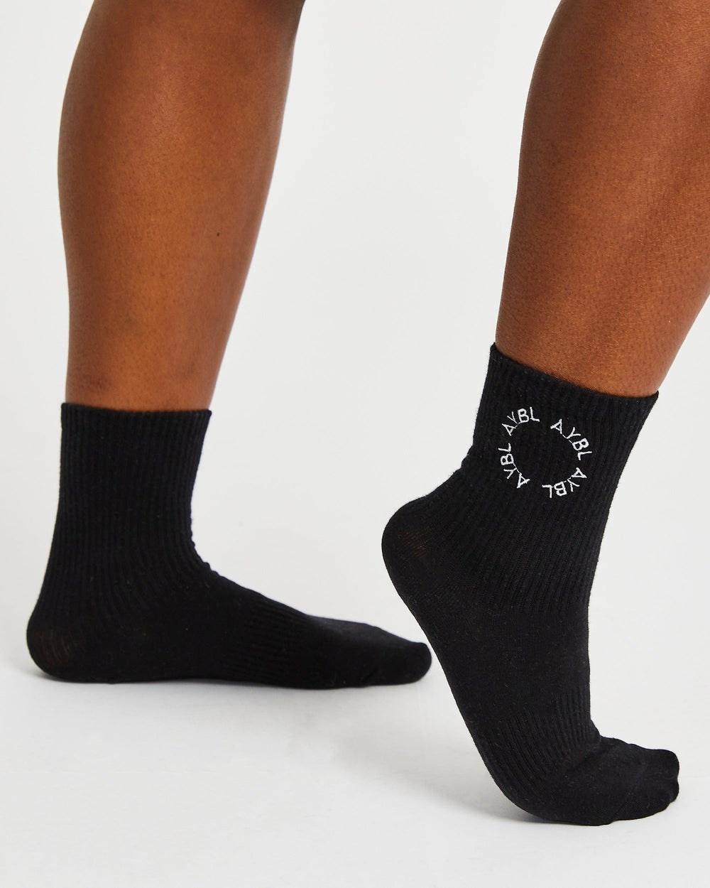 AYBL Everyday Embroidered Crew Socks (3 Pack) Čierne | 17PZFEHTB