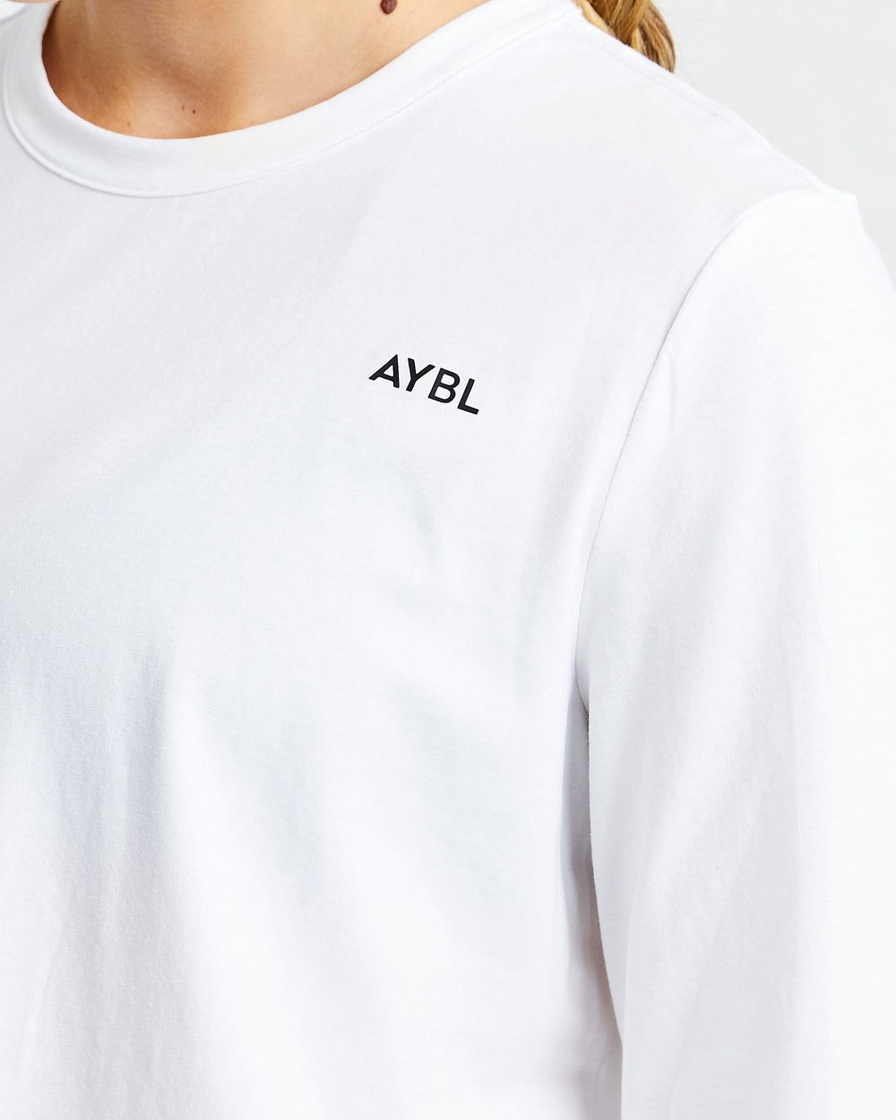 AYBL Everyday Oversized Long Sleeve T Shirt Biele | 39NUTQSXJ