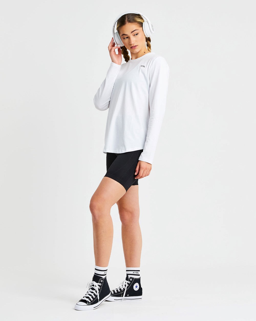 AYBL Everyday Oversized Long Sleeve T Shirt Biele | 39NUTQSXJ