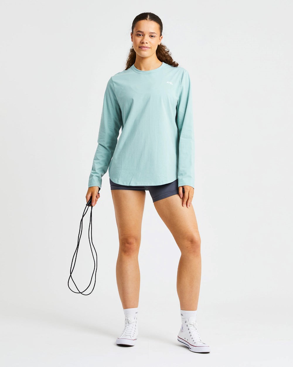 AYBL Everyday Oversized Long Sleeve T Shirt Soft Sage | 73BRZXNTA