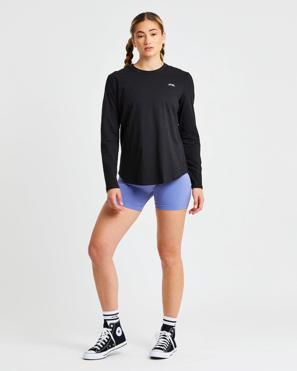 AYBL Everyday Oversized Long Sleeve T Shirt Čierne | 92MVILZQO