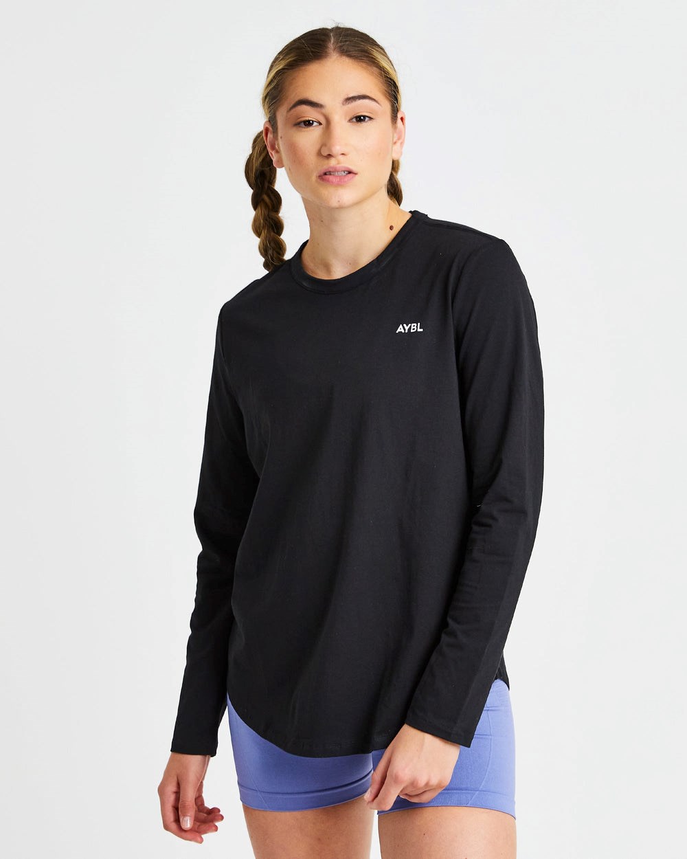 AYBL Everyday Oversized Long Sleeve T Shirt Čierne | 92MVILZQO