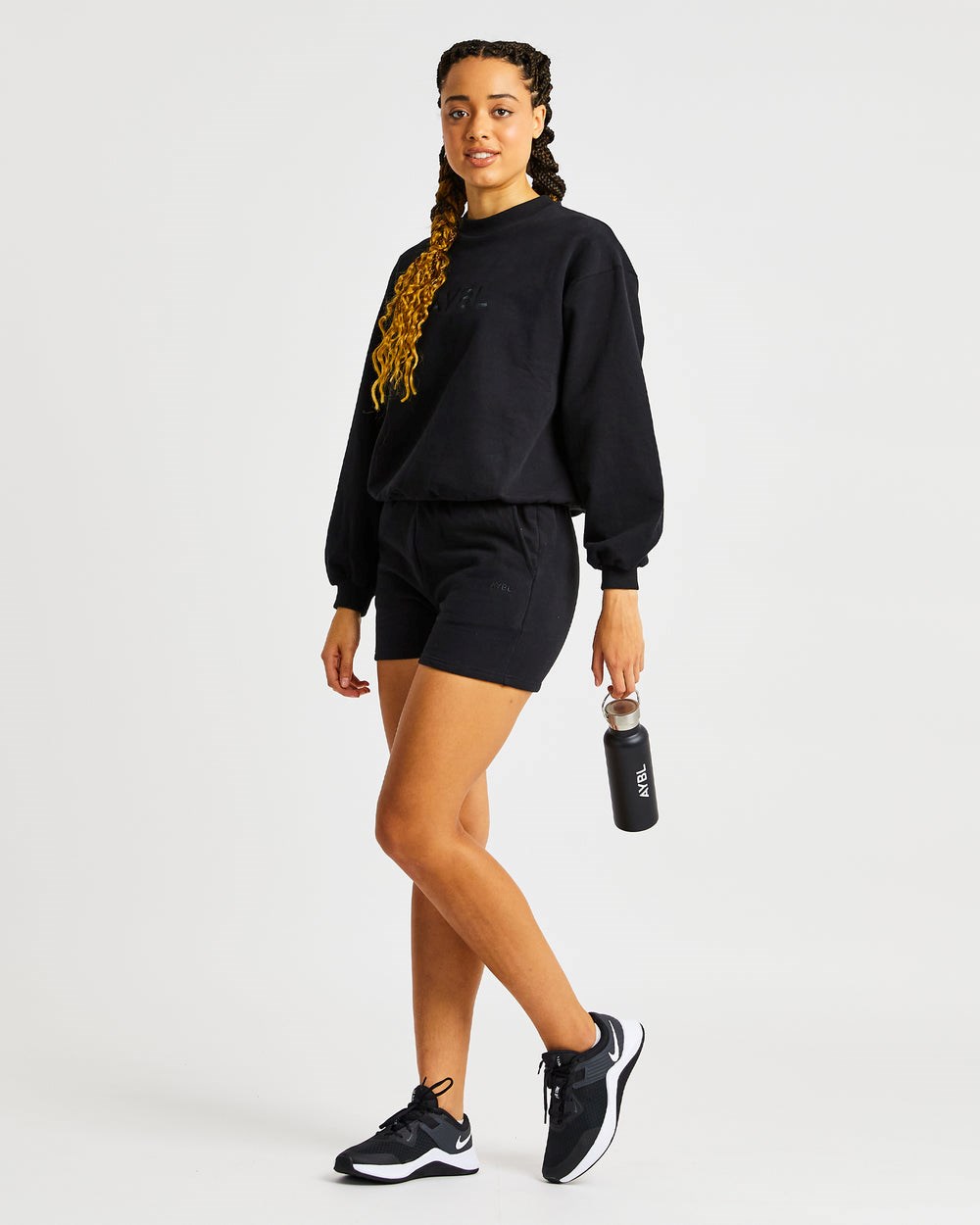 AYBL Everyday Oversized Shorts Čierne | 92QKHLYGF