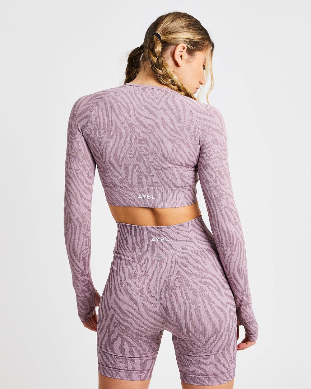 AYBL Evolve Animal Seamless Long Sleeve Crop Top Mauve Lilac | 17KRTULCN