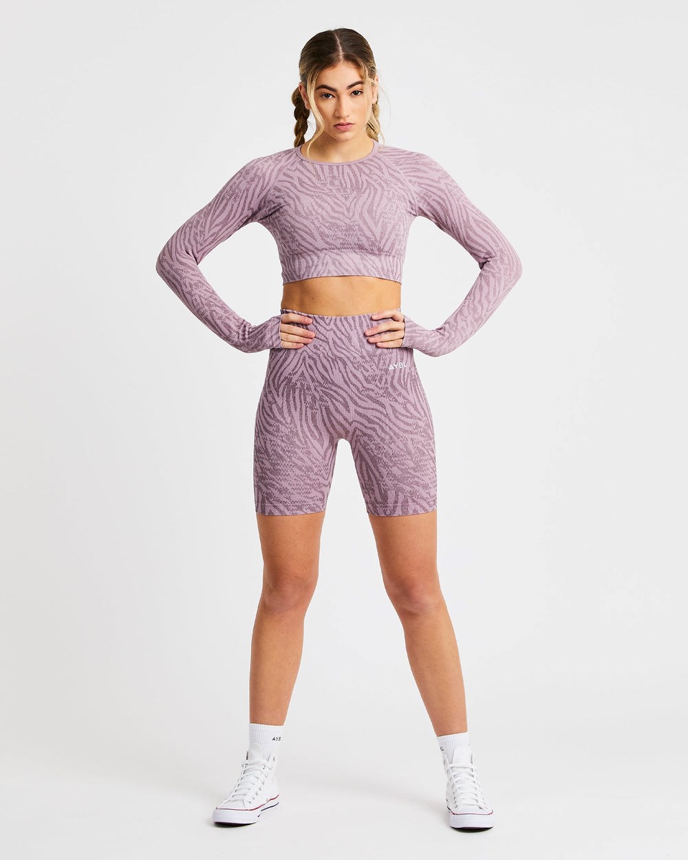 AYBL Evolve Animal Seamless Long Sleeve Crop Top Mauve Lilac | 17KRTULCN