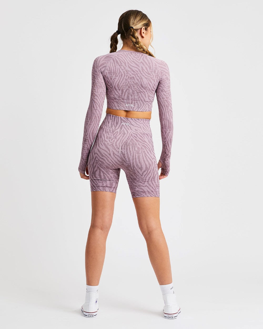 AYBL Evolve Animal Seamless Long Sleeve Crop Top Mauve Lilac | 17KRTULCN