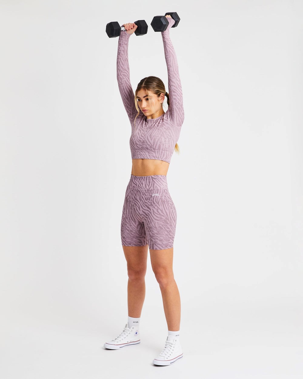 AYBL Evolve Animal Seamless Long Sleeve Crop Top Mauve Lilac | 17KRTULCN