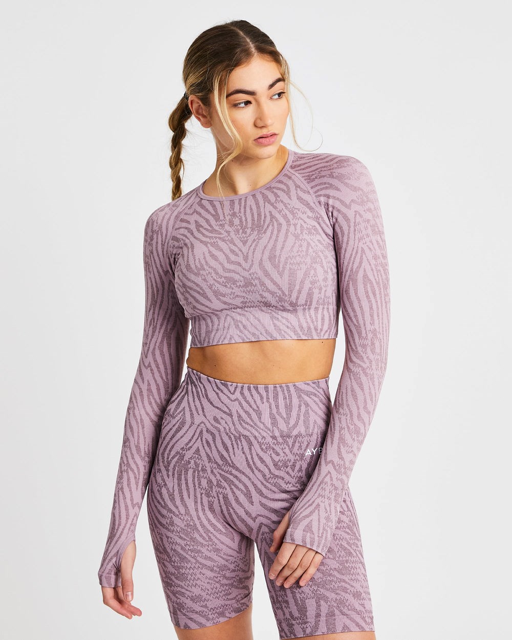 AYBL Evolve Animal Seamless Long Sleeve Crop Top Mauve Lilac | 17KRTULCN