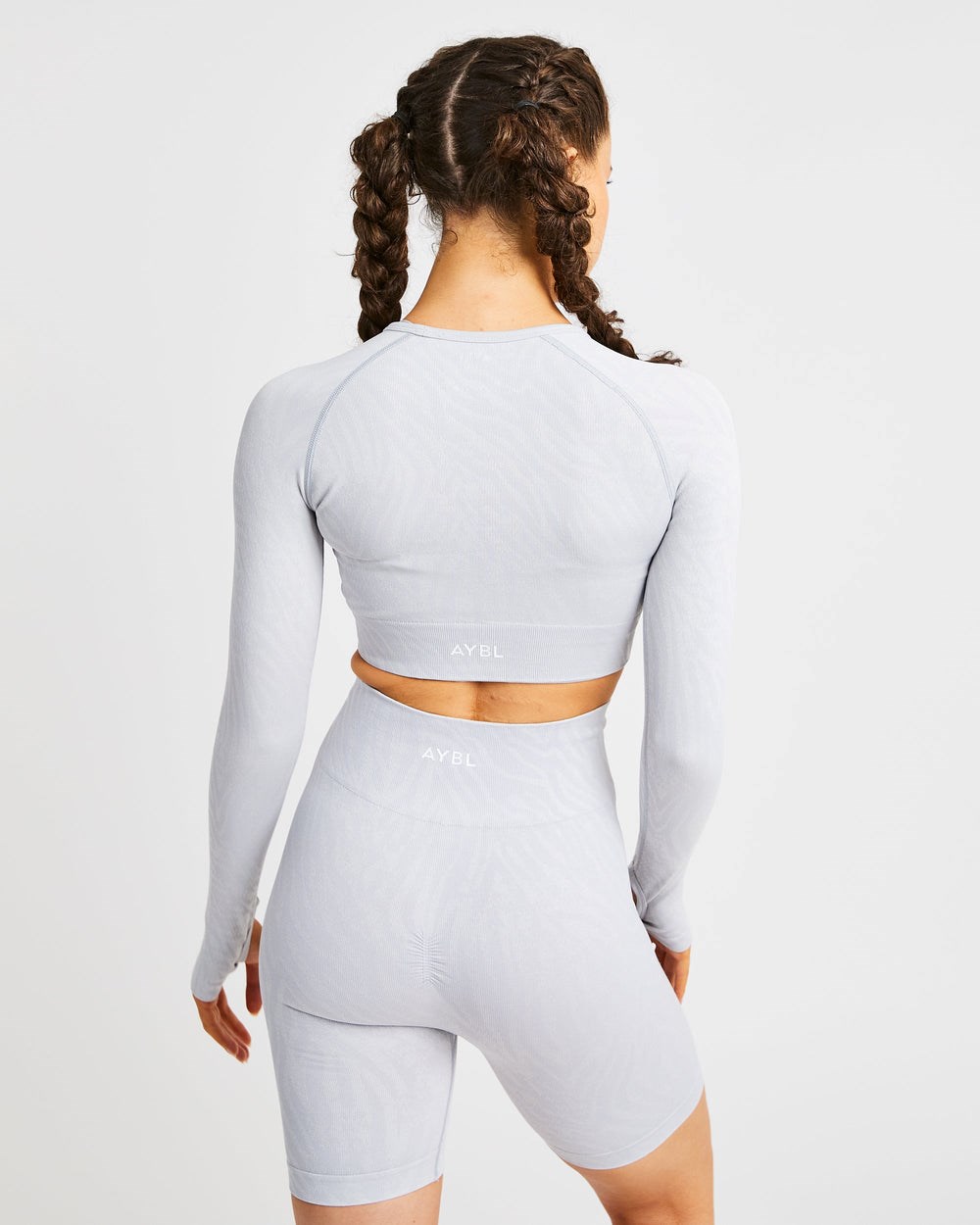 AYBL Evolve Animal Seamless Long Sleeve Crop Top Svetlo Siva | 19LXKGYWI