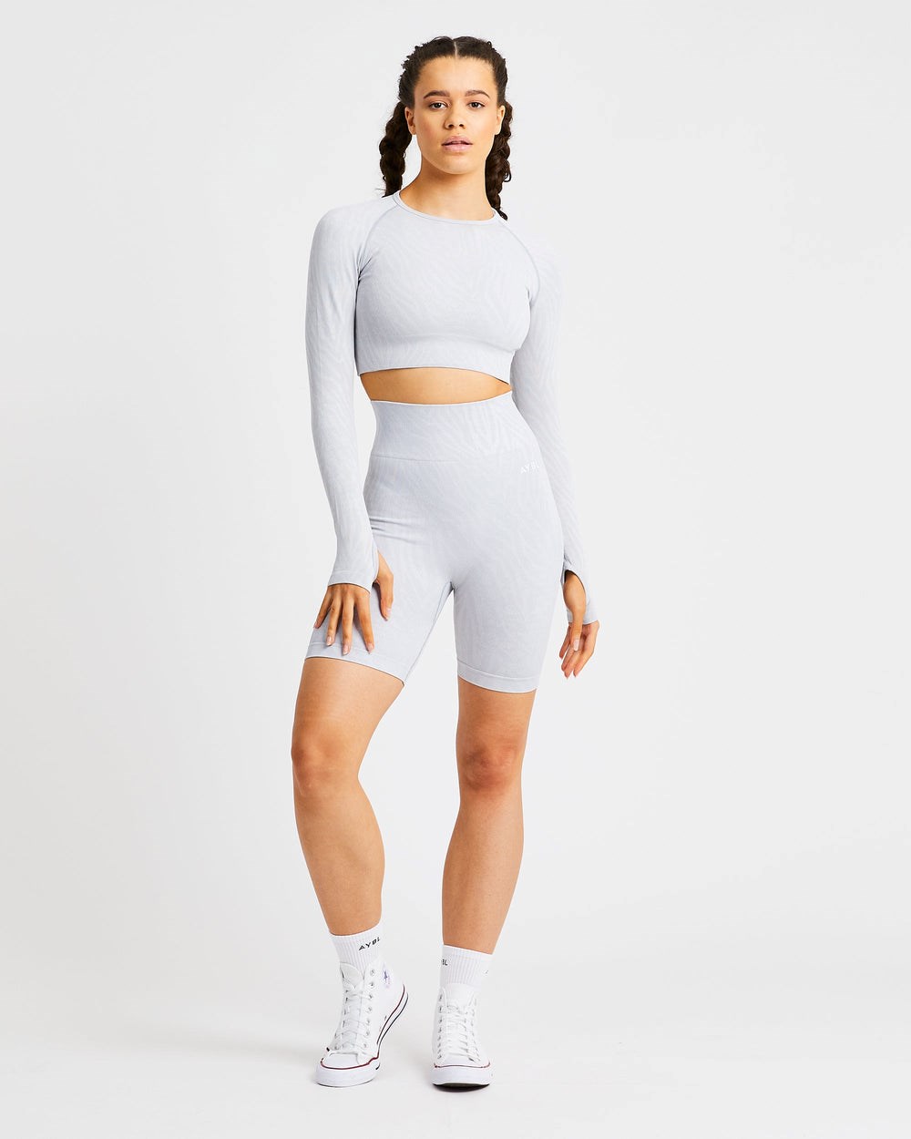 AYBL Evolve Animal Seamless Long Sleeve Crop Top Svetlo Siva | 19LXKGYWI