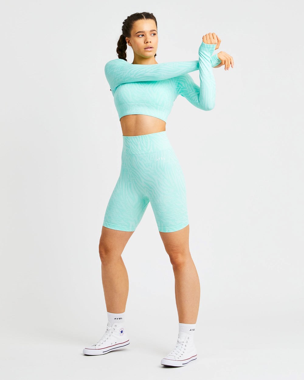 AYBL Evolve Animal Seamless Long Sleeve Crop Top Mätové Zelene | 23ZIYCHFW