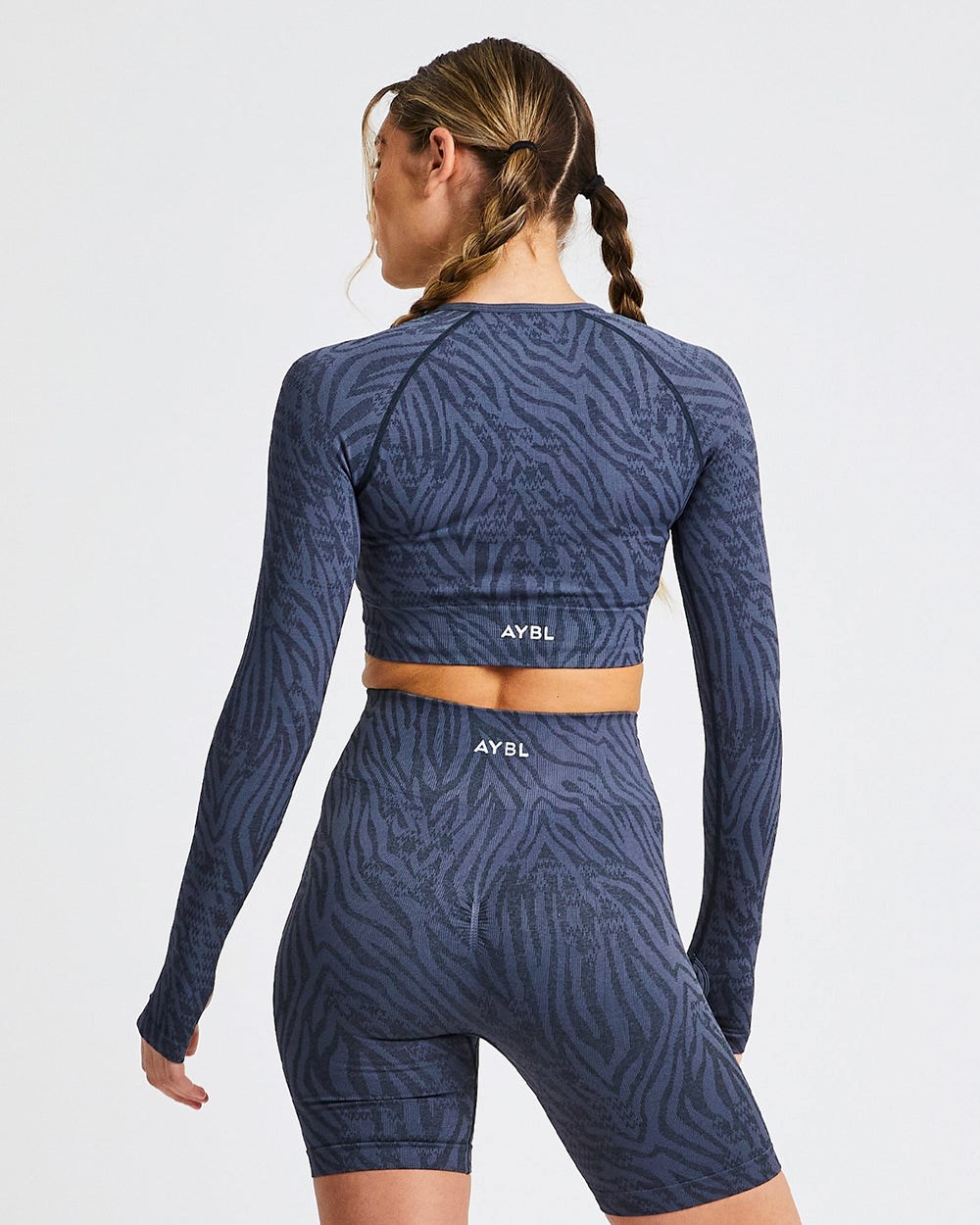 AYBL Evolve Animal Seamless Long Sleeve Crop Top Modre | 72XLOGDQA