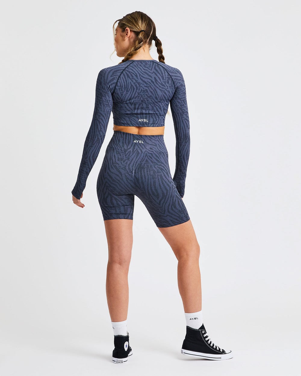 AYBL Evolve Animal Seamless Long Sleeve Crop Top Modre | 72XLOGDQA