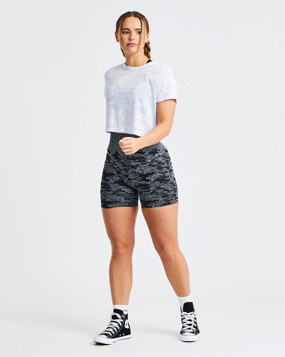 AYBL Evolve Camo Crop T Shirt Biele | 49IUMGZJW