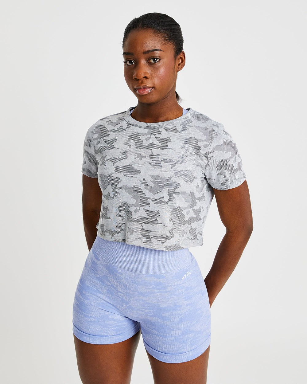 AYBL Evolve Camo Crop T Shirt Siva | 91QPYNSTE