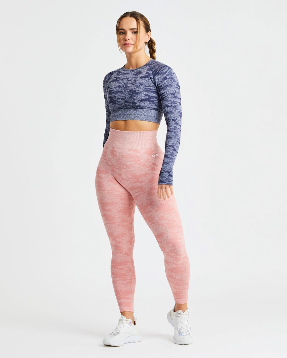 AYBL Evolve Camo Seamless Long Sleeve Crop Top Námornícka Modrá | 04BPDRYLE