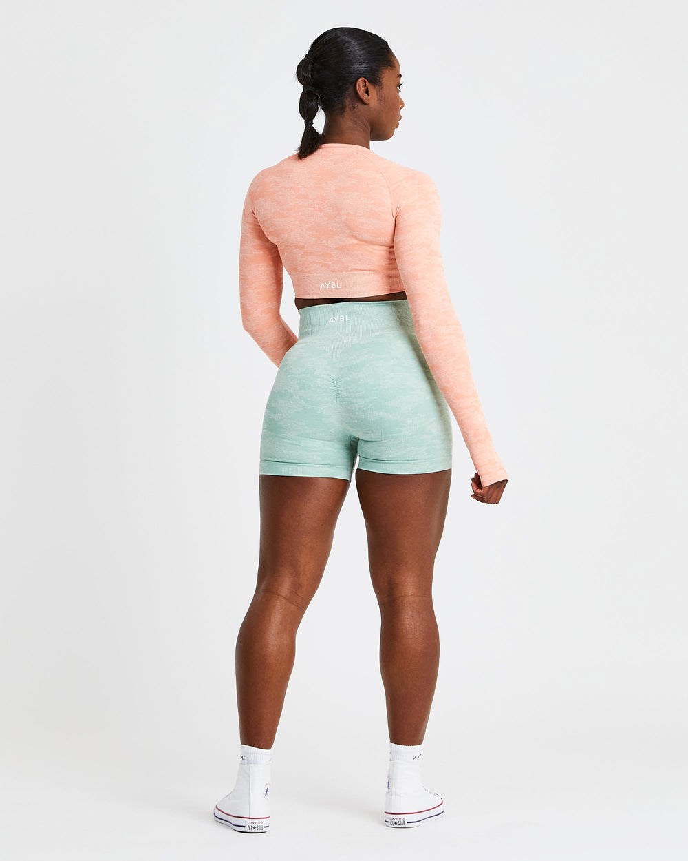 AYBL Evolve Camo Seamless Long Sleeve Crop Top Peach | 08GQPOCWM