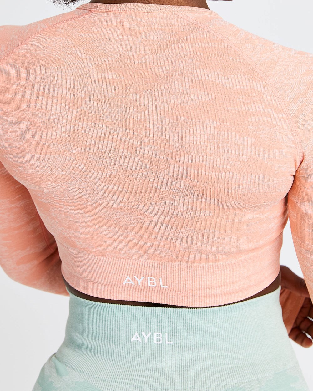 AYBL Evolve Camo Seamless Long Sleeve Crop Top Peach | 08GQPOCWM